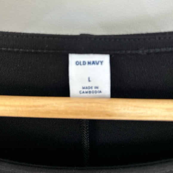 Old Navy Black Long Sleeve Dress Ruffle Shoulder Midi Classic Women’s Size L NWT - Picture 2 of 5